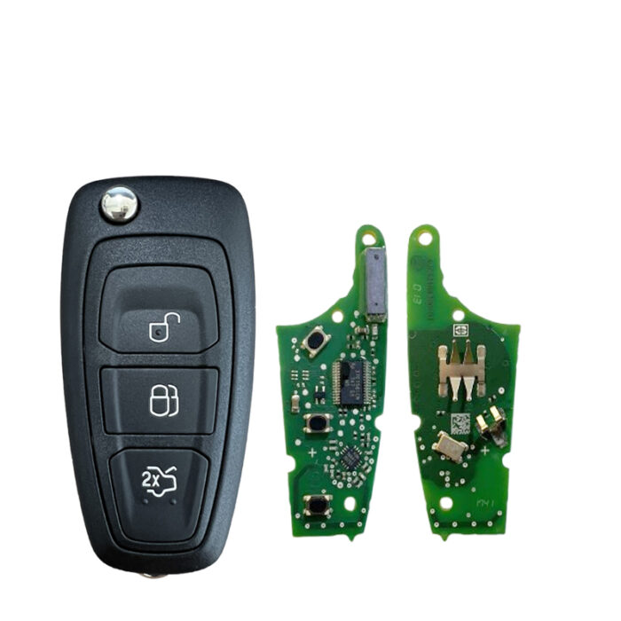 TELECOMMANDE 3 Boutons pour FORD FOCUS, Ford Mondeo , 434 MHZ Transpondeur intégré ( 4D63+ ) , Sans Lame Original , Avec Logo