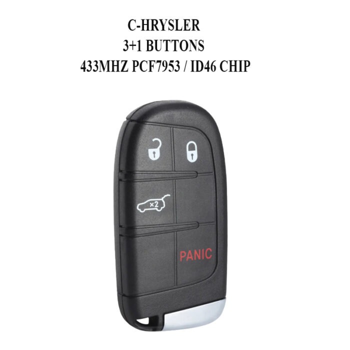 Télécommande à 3 boutons + 1 boutons , 433 Mhz , Transpondeur PCF7953/ ID46 , Pour C-HRYSLER