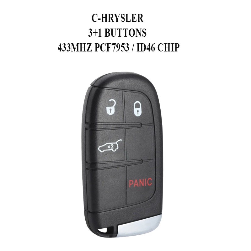 Télécommande à 3 boutons + 1 boutons , 433 Mhz , Transpondeur PCF7953/ ID46 , Pour C-HRYSLER – Image 2