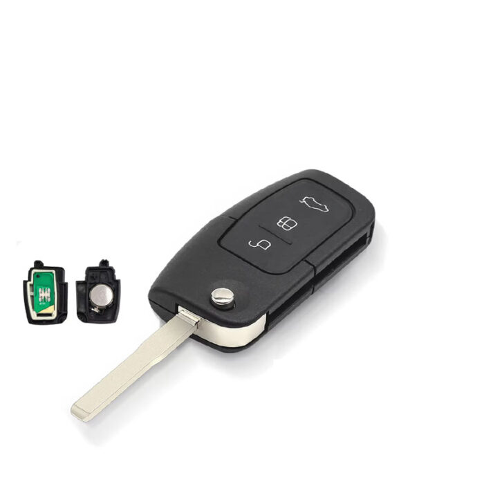 TELECOMMANDE 3 Boutons pour FORD FOCUS ,Mondeo, C Max, S Max, Galaxy, Fiesta, 433.94 MHZ Transpondeur ( 4D+60 ) Avec Logo