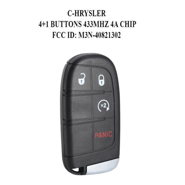 Télécommande à 3 boutons + 1 boutons , 433 Mhz , Transpondeur PCF7953 / ID46 , Pour C-HRYSLER